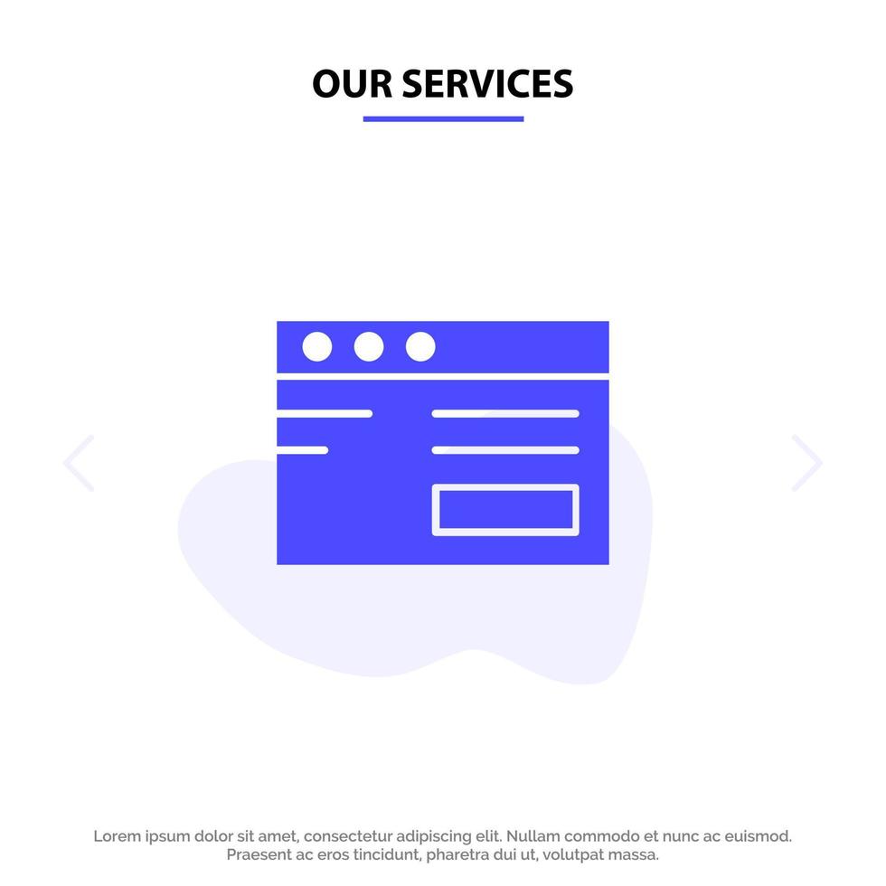 Our Services Web  Internet Study School Solid Glyph Icon Web card Template vector