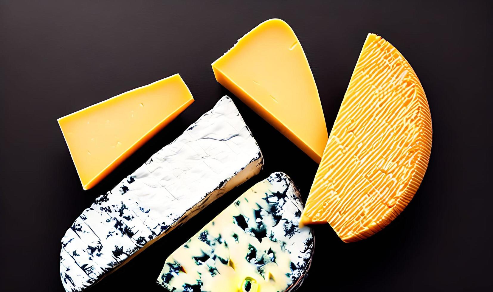 Cheese. Different delicious cheese types. Selected focus, in Poster format. photo