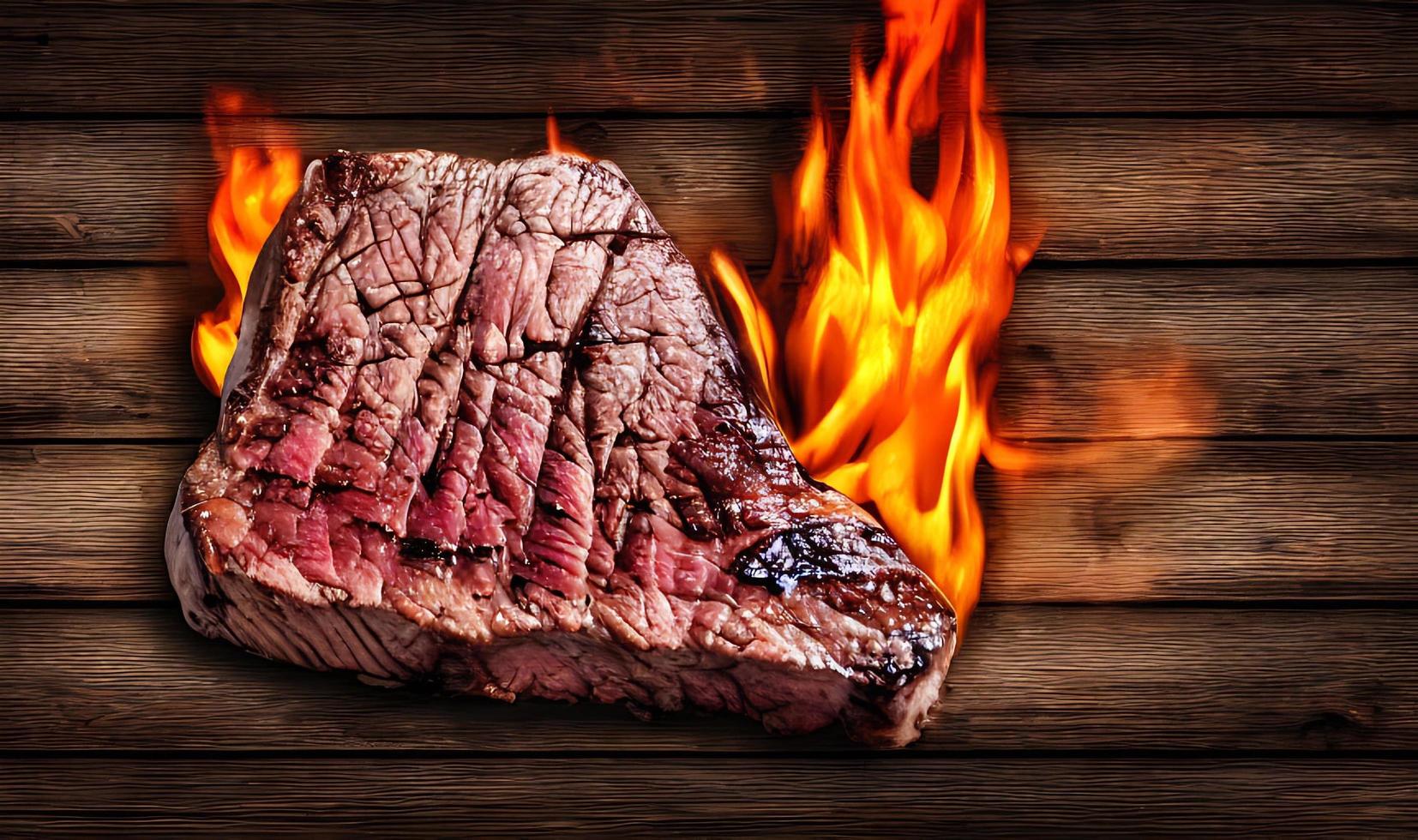 Steak. Gourmet fresh delicious juicy steak. Selected focus, in Poster format. photo