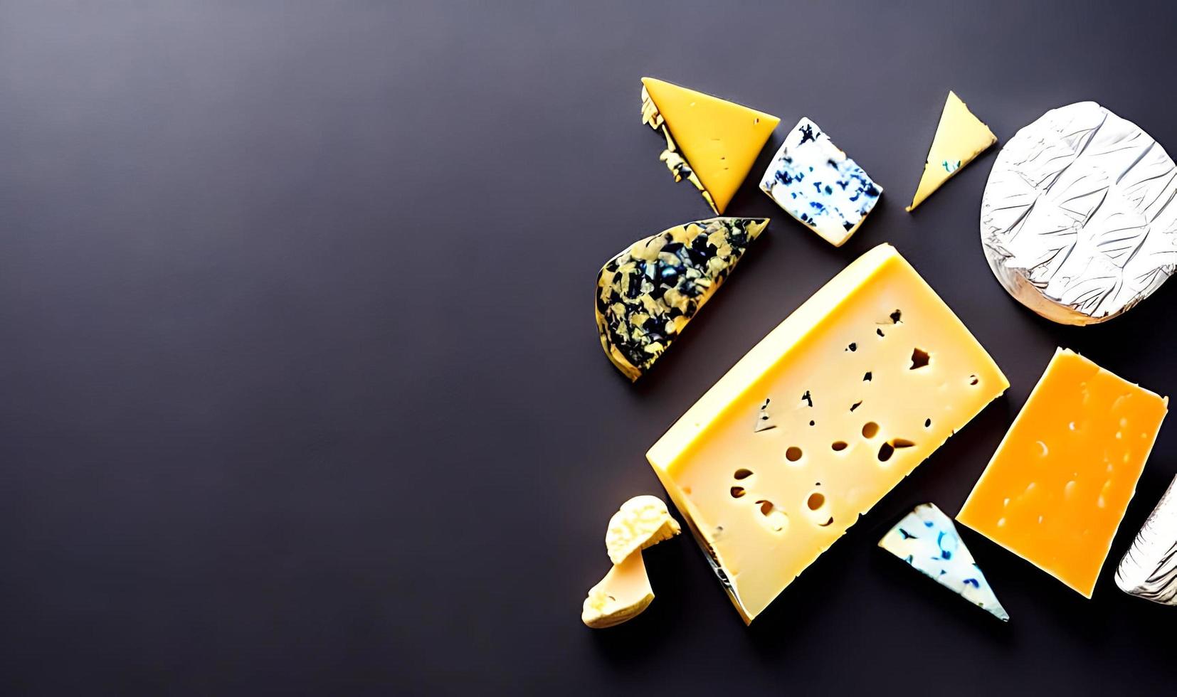 Cheese. Different delicious cheese types. Selected focus, in Poster format. photo
