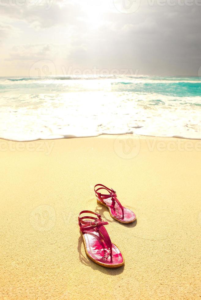 Sandals on the beach photo