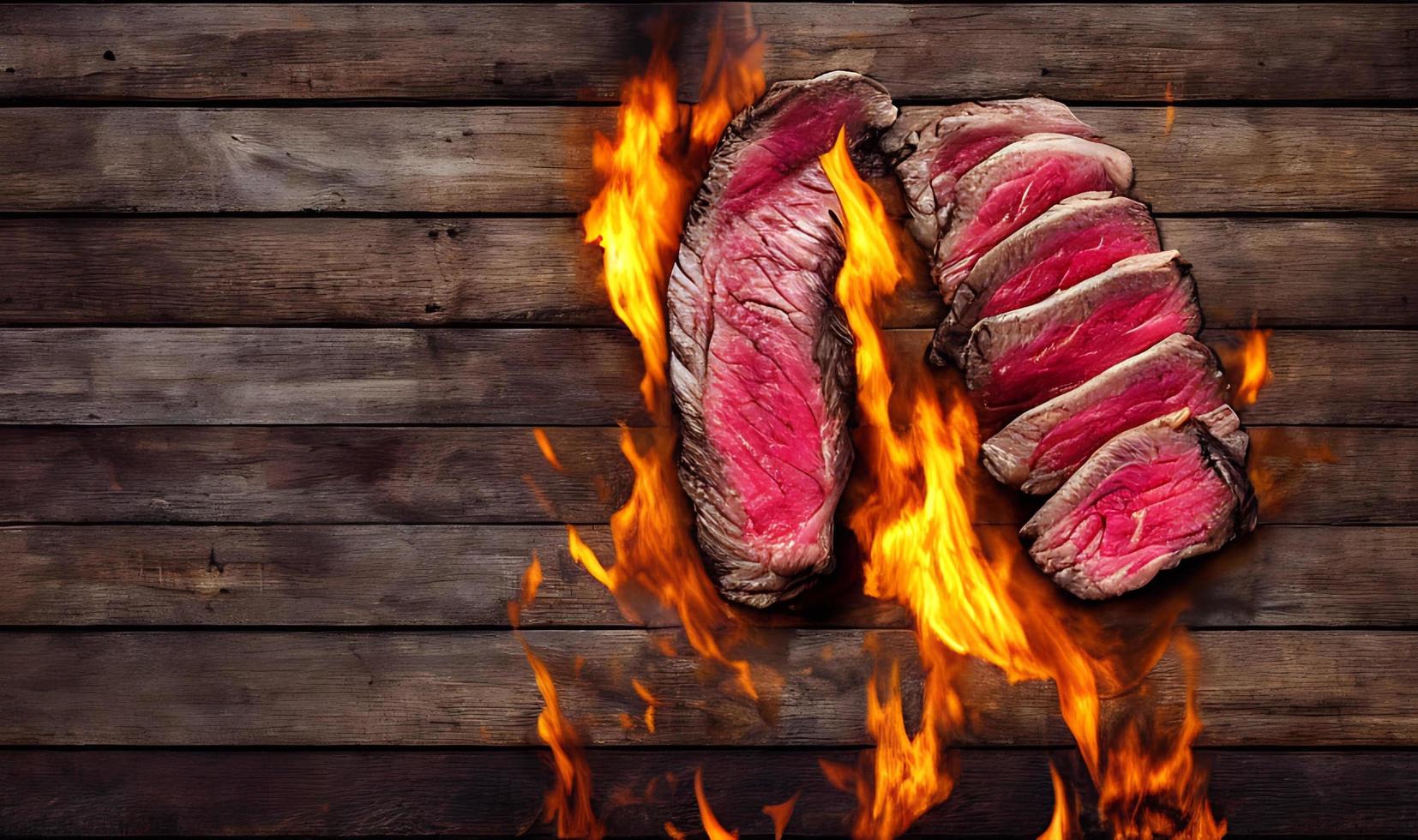 Steak. Gourmet fresh delicious juicy steak. Selected focus, in Poster format. photo