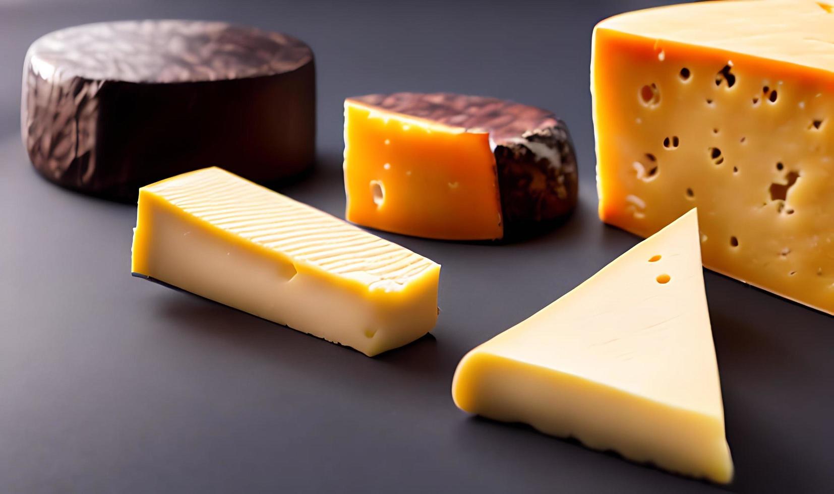 Cheese. Different delicious cheese types. Selected focus, in Poster format. photo