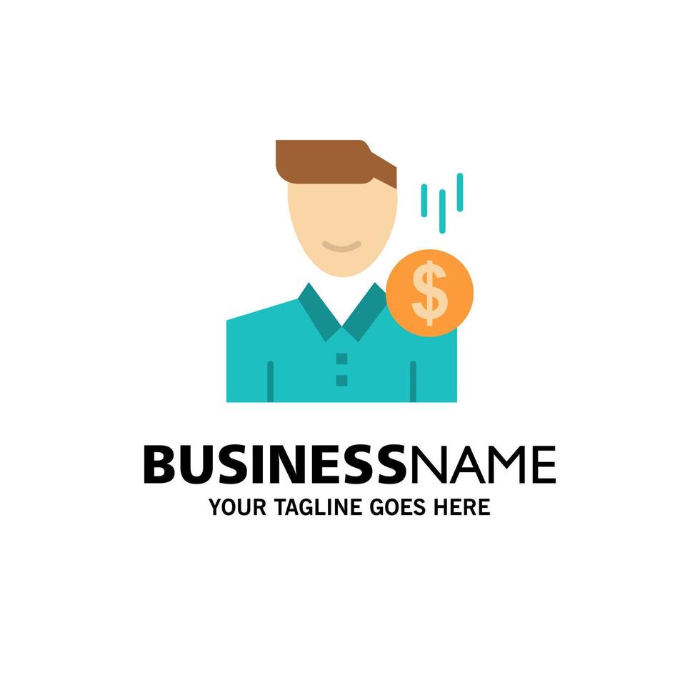 Cost Fee Male Money Payment Salary User Business Logo Template Flat Color vector