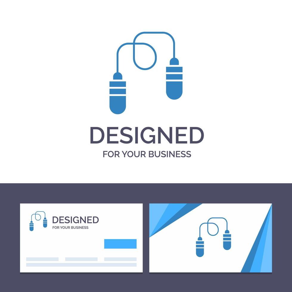Creative Business Card and Logo template Exercise Fitness Jump Rope Jumping Vector Illustration