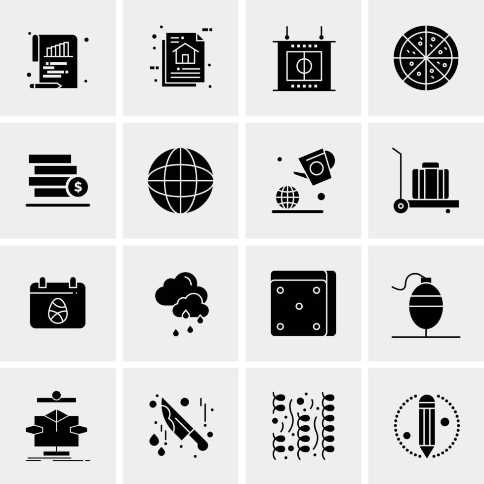 16 iconos de negocios universales vector ilustración de icono creativo para usar en proyectos relacionados con la web y dispositivos móviles