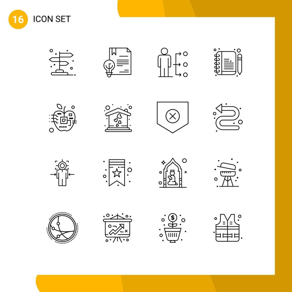 Group of 16 Outlines Signs and Symbols for apple compose law comment user Editable Vector Design Elements