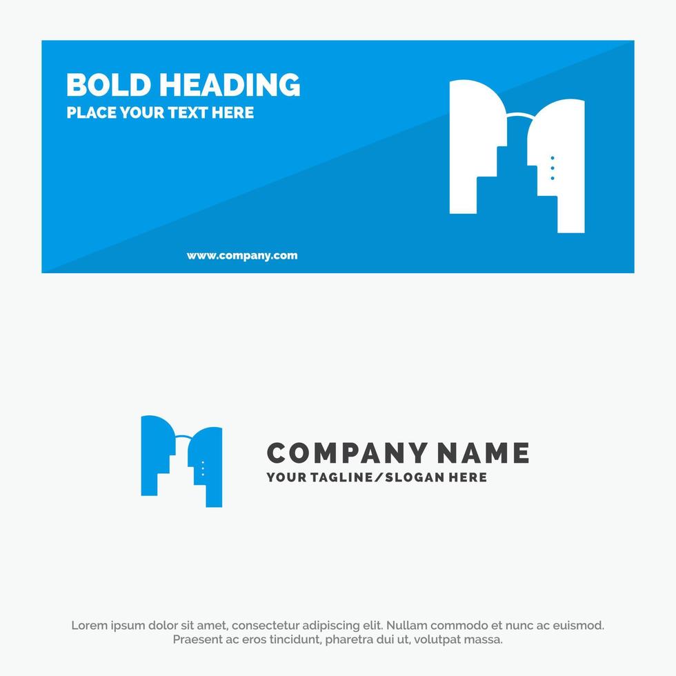 Brain Head Mind Transfer SOlid Icon Website Banner and Business Logo Template vector