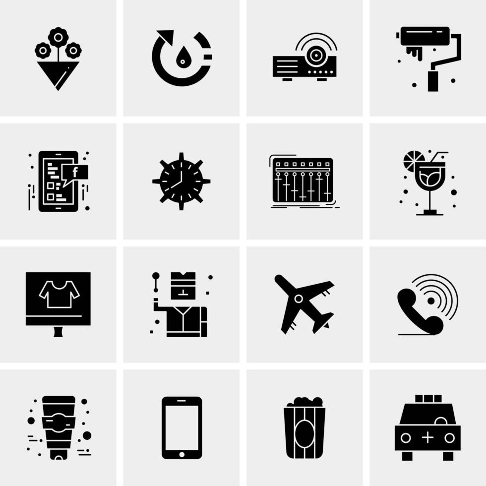 16 iconos de negocios universales vector ilustración de icono creativo para usar en proyectos relacionados con la web y dispositivos móviles