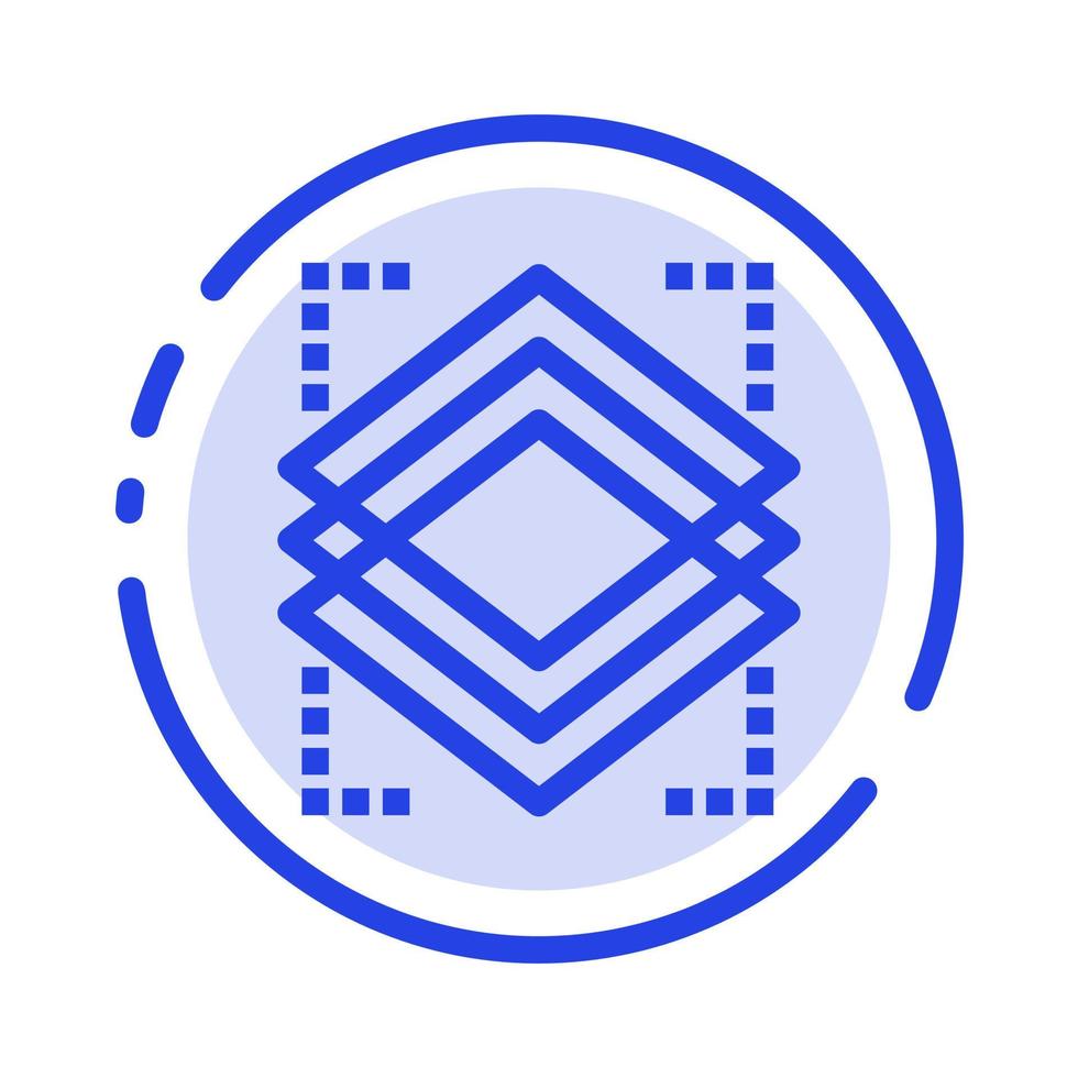 Layers Object Layer Server Blue Dotted Line Line Icon vector