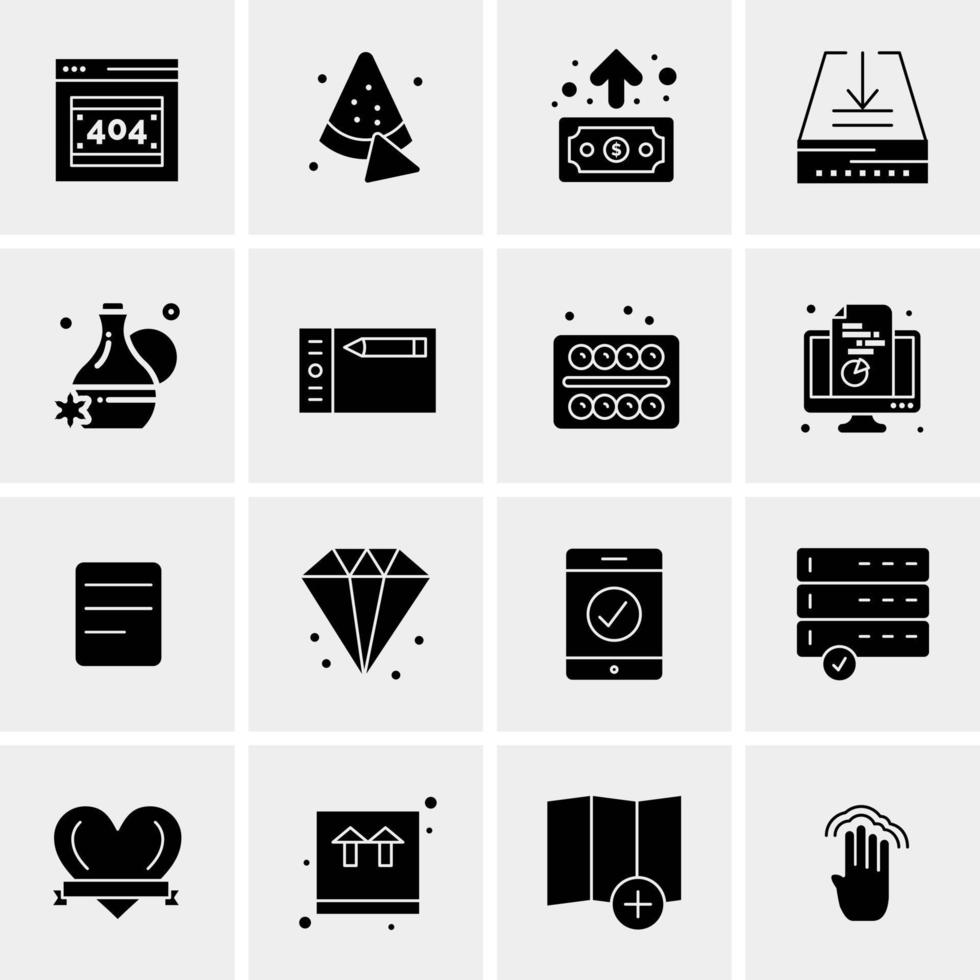 16 iconos de negocios universales vector ilustración de icono creativo para usar en proyectos relacionados con la web y dispositivos móviles