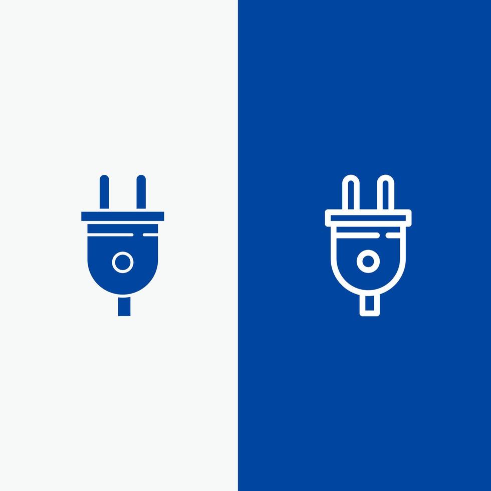 Electric Plug Power Power Plug Line and Glyph Solid icon Blue banner vector