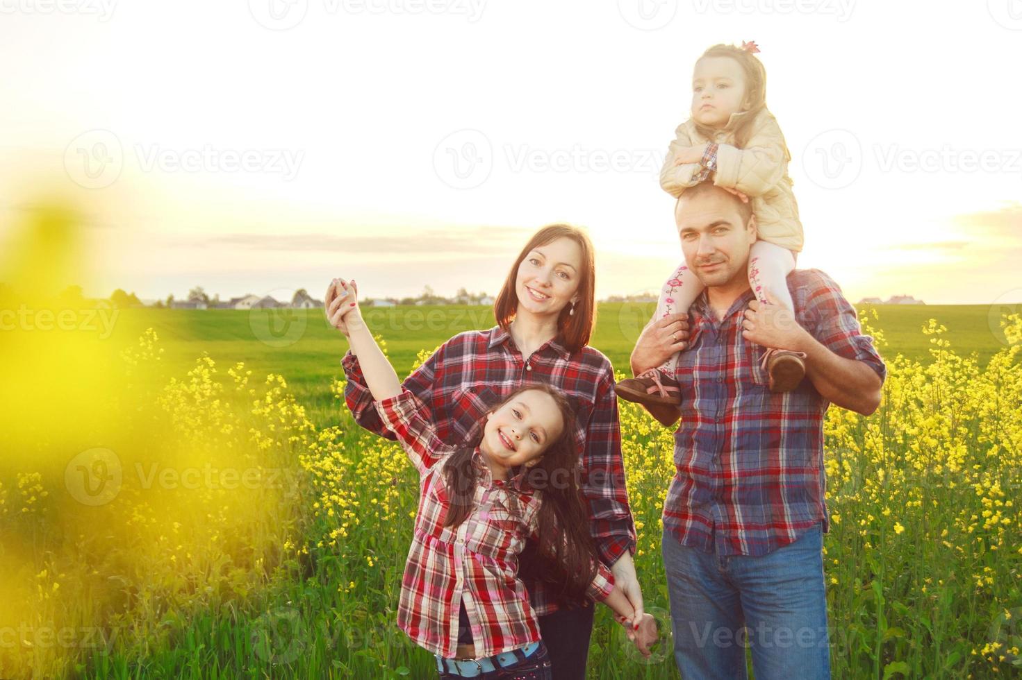 happy family all together on nature photo