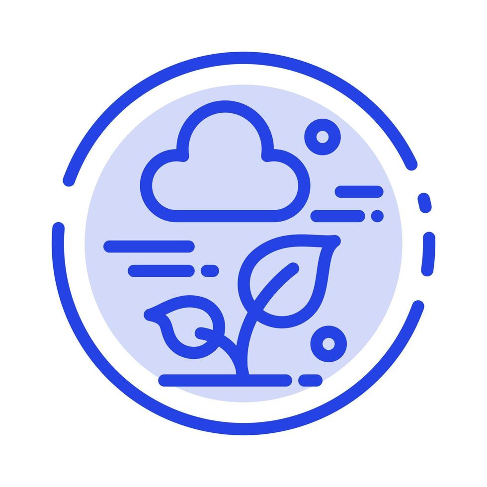 Plant Cloud Leaf Technology Blue Dotted Line Line Icon vector