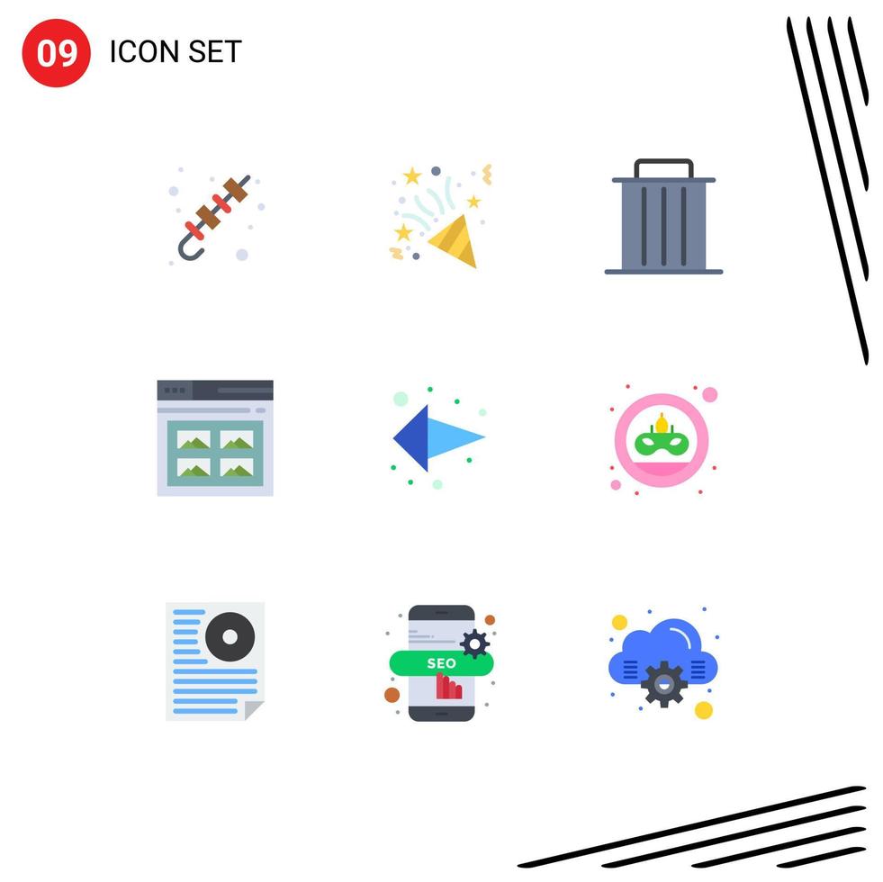 Pictogram Set of 9 Simple Flat Colors of picture web delete page trash Editable Vector Design Elements