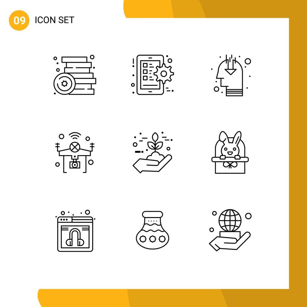 Set of 9 Modern UI Icons Symbols Signs for wifi iot smart phone internet public opinion Editable Vector Design Elements