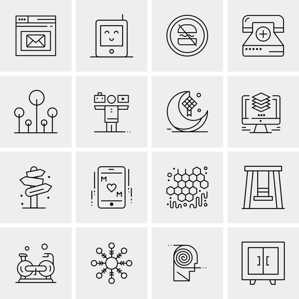 16 iconos de negocios universales vector ilustración de icono creativo para usar en proyectos relacionados con la web y dispositivos móviles