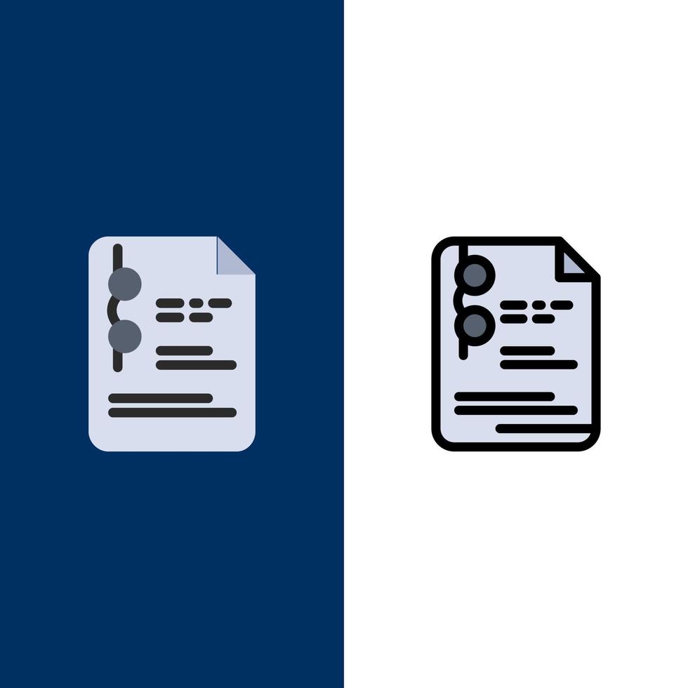 File Document School Education  Icons Flat and Line Filled Icon Set Vector Blue Background