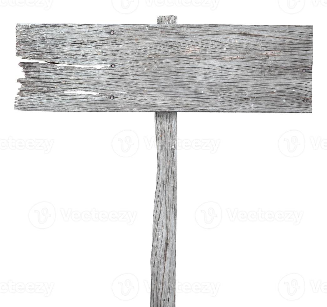 Old wooden sign isolated on white background photo