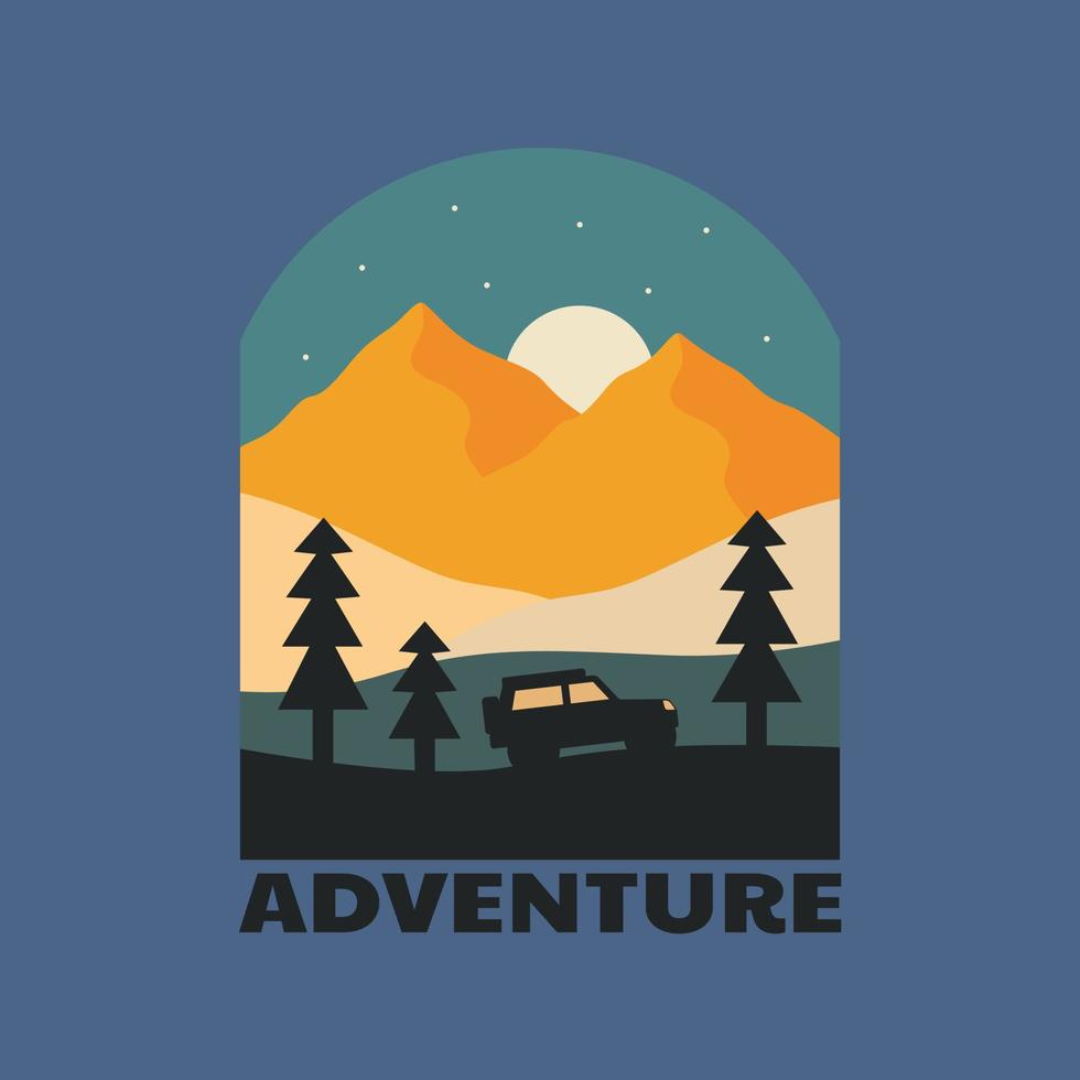 illustration of Adventure car on the nature wildlife on the starry night vector