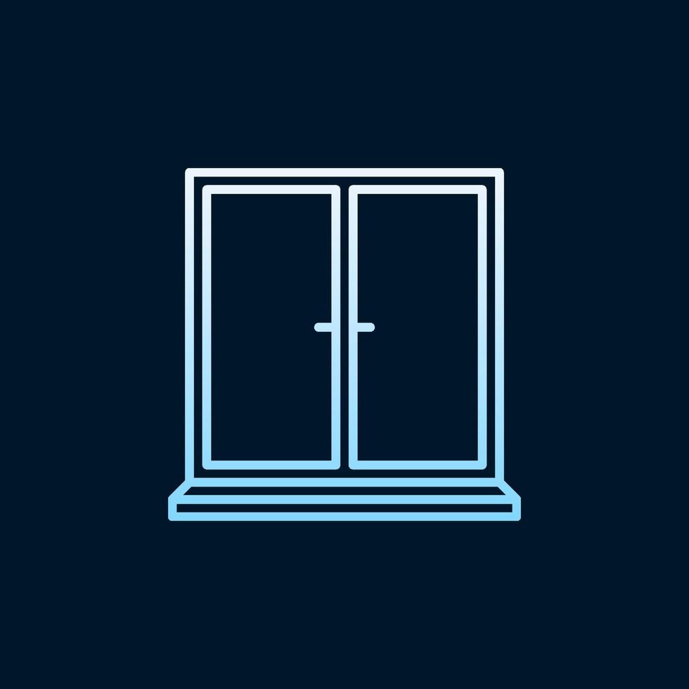 Closed Window with Sill vector line concept blue colorful icon