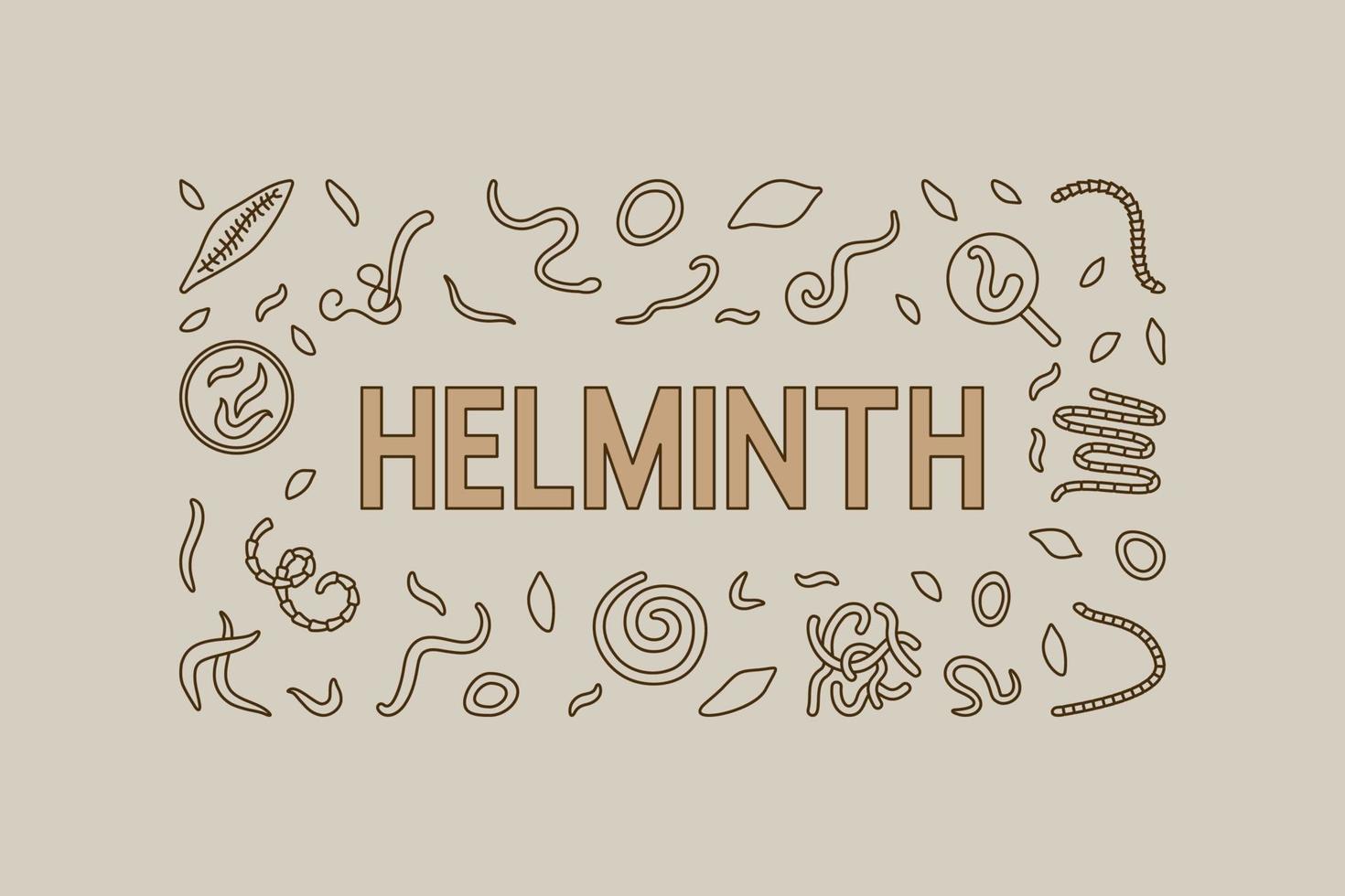 concepto de vector de helminto banner horizontal creativo o ilustración