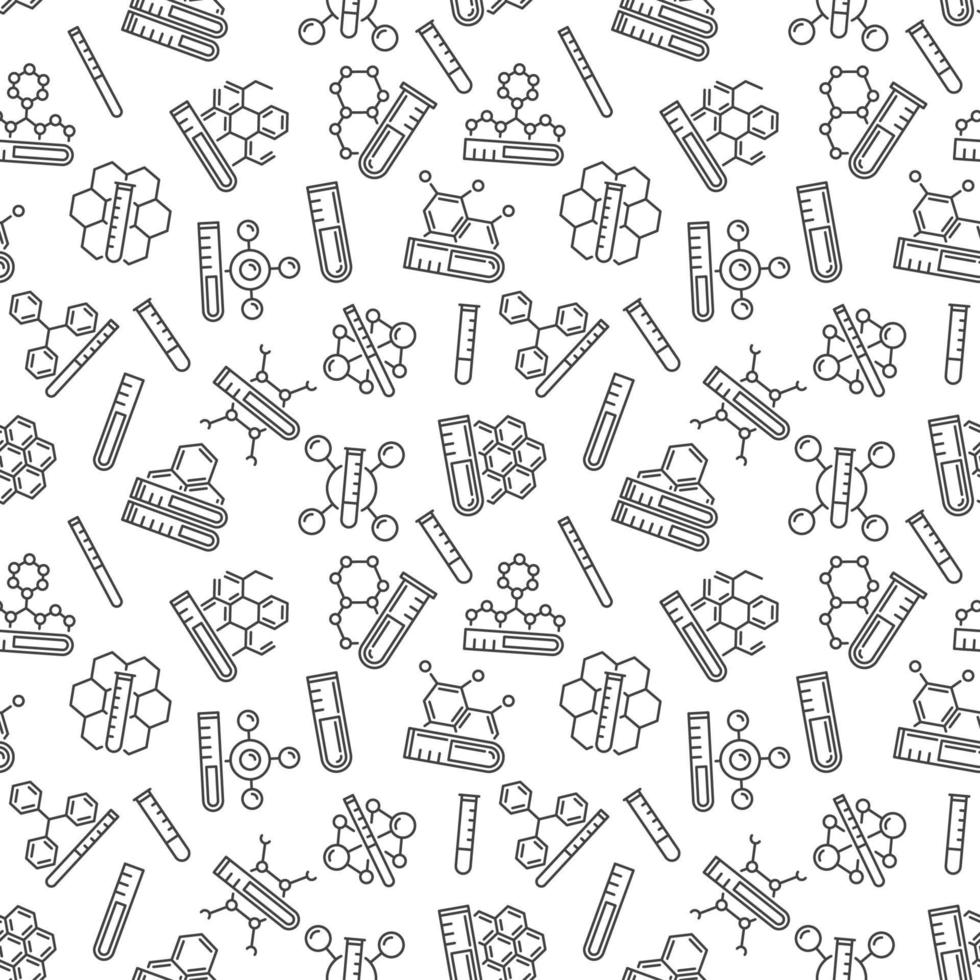 Laboratory Test-Tube and Molecule vector Science Seamless Pattern