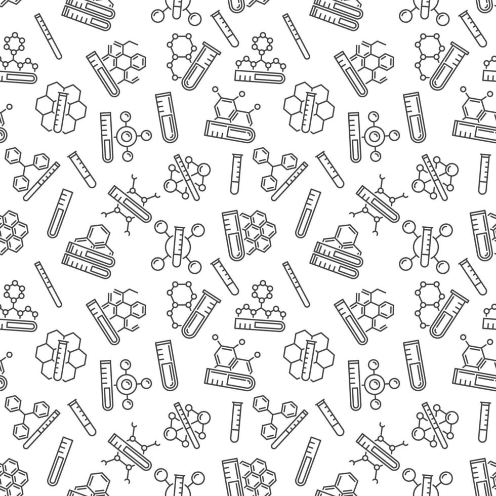 Laboratory Test-Tube and Molecule vector Science Seamless Pattern