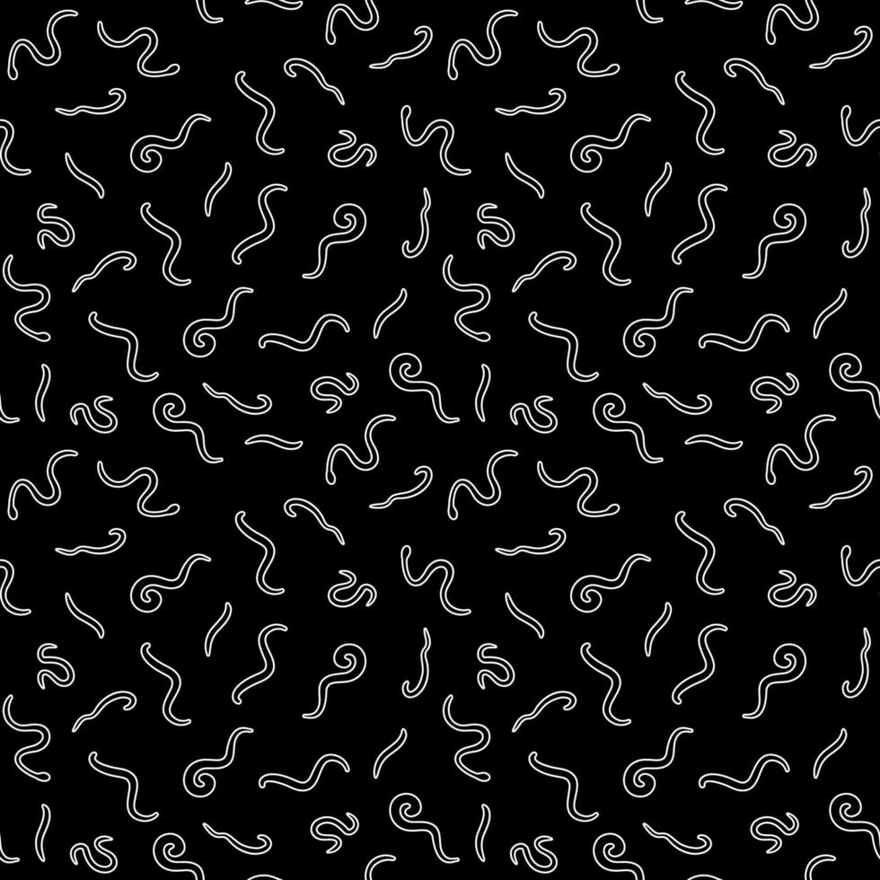 Helminths Nematodes and Intestinal Worms vector outline Seamless Pattern