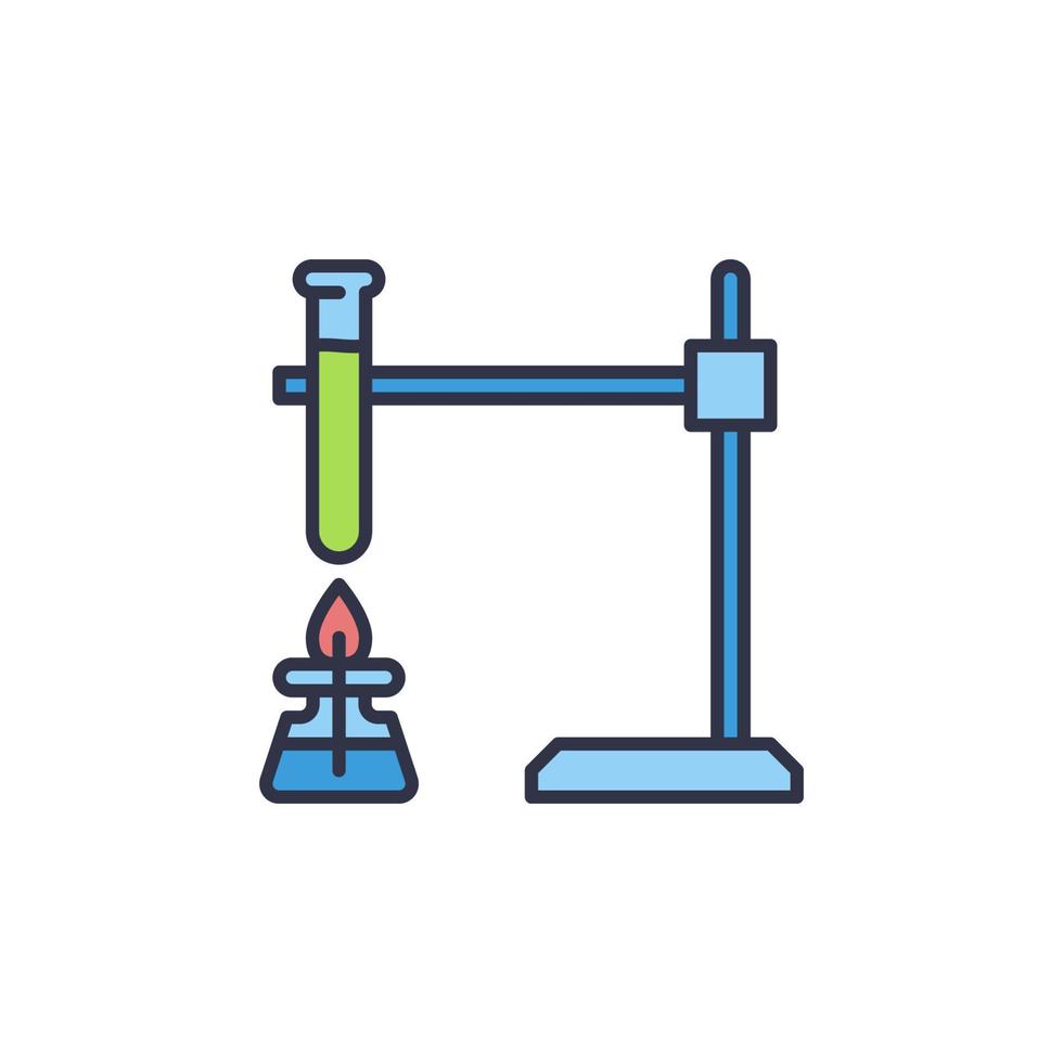 Alcohol Burner with Test Tube vector Chemistry Equipment colored icon