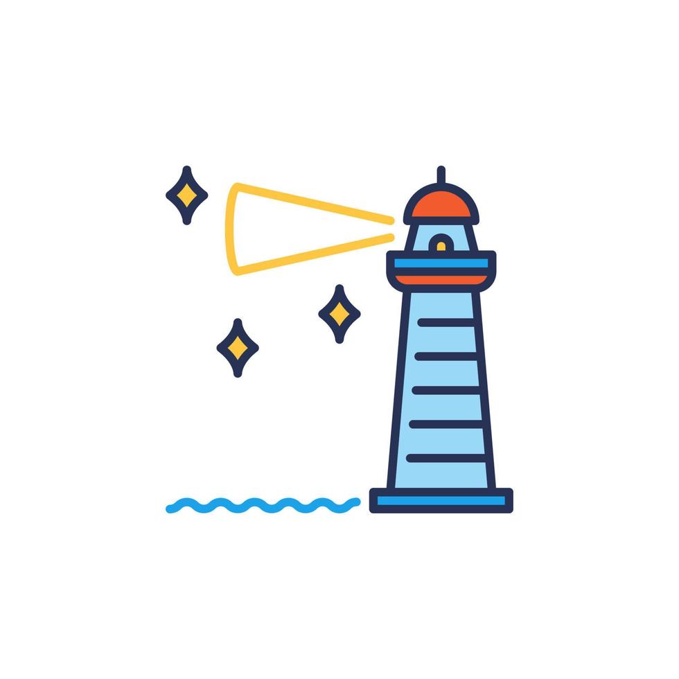 Lighthouse at Night vector concept colored icon