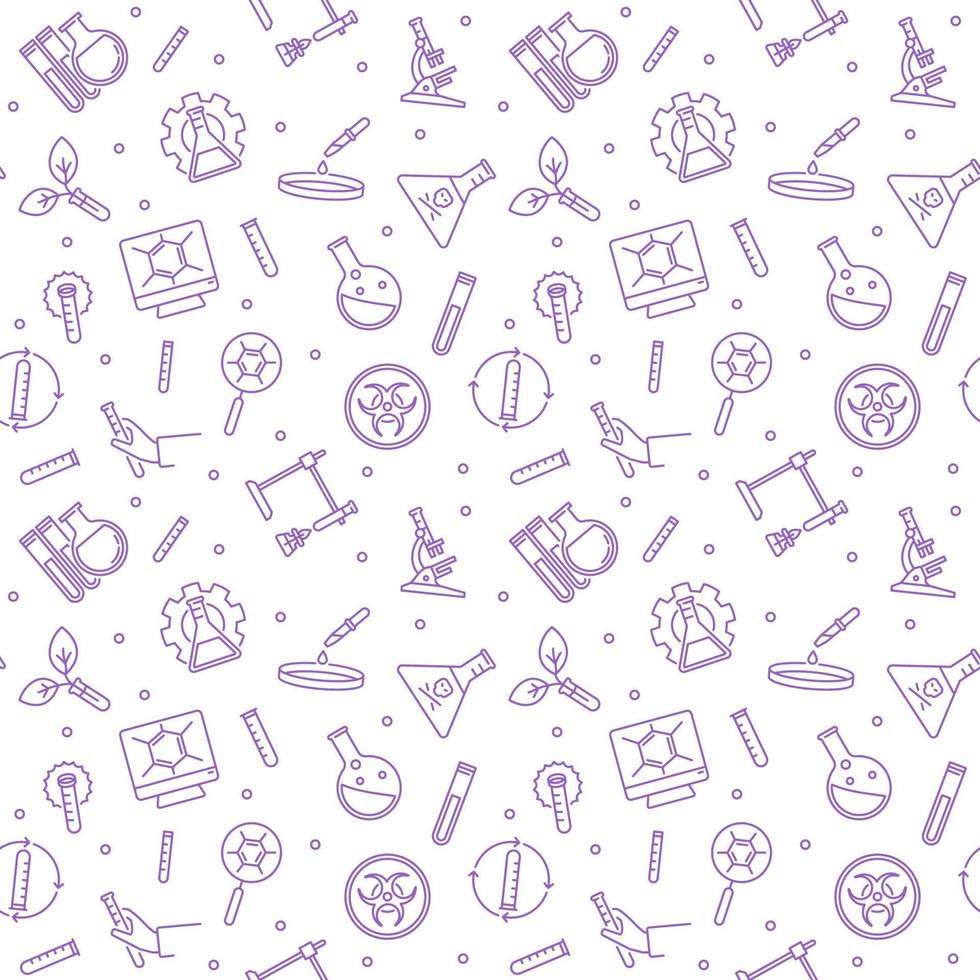 Vector Chemistry Science concept outline seamless pattern