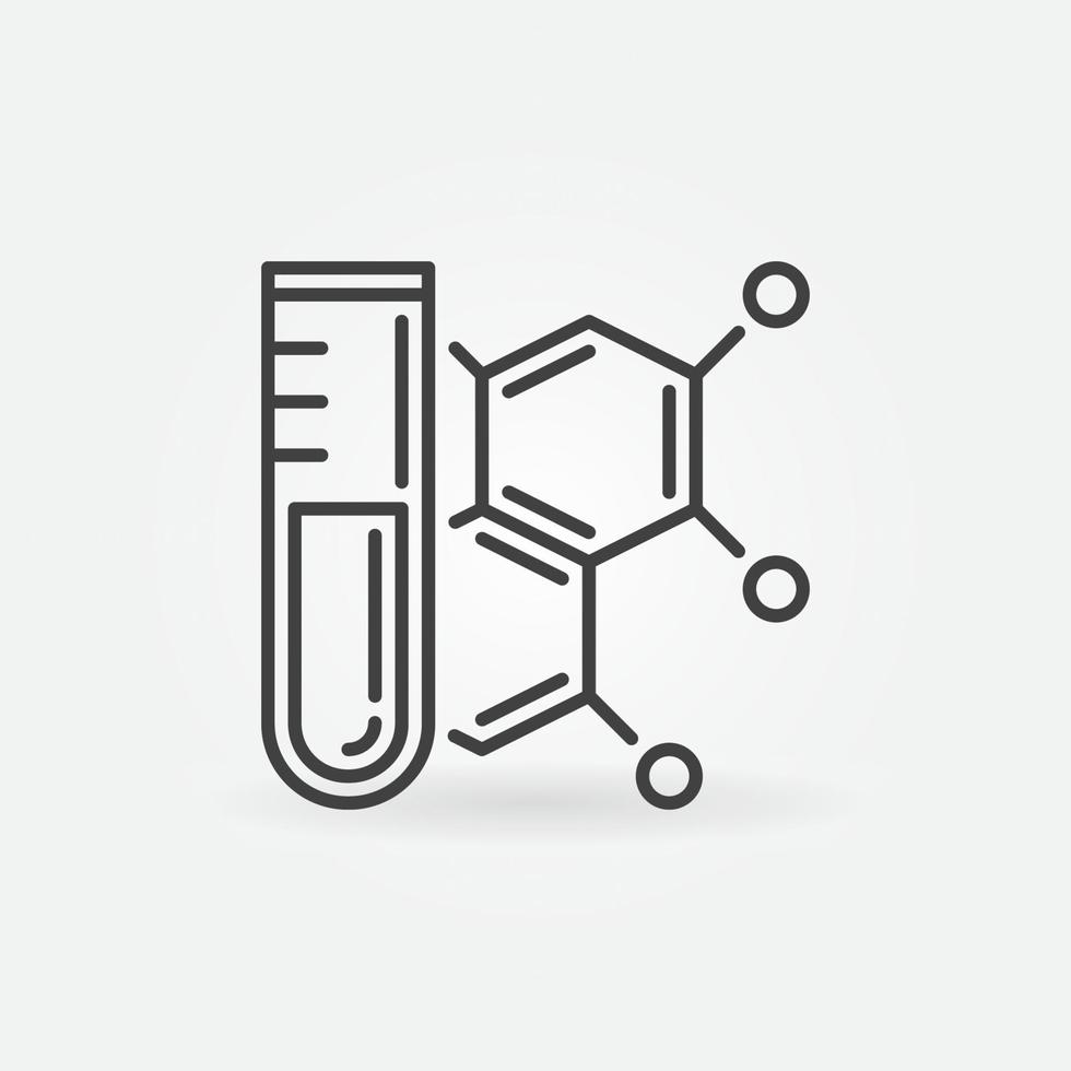 tubo de ensayo de laboratorio e icono lineal de análisis vectorial de fórmula química vector