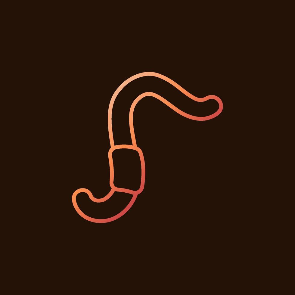Rainworm or Earth-worm vector concept linear colorful icon