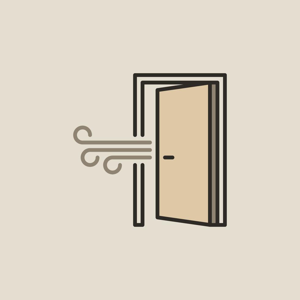 Opened Door vector Airing the Room concept colored icon