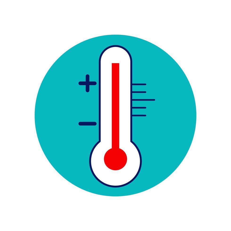 Temperature icon in the blue circle. vector