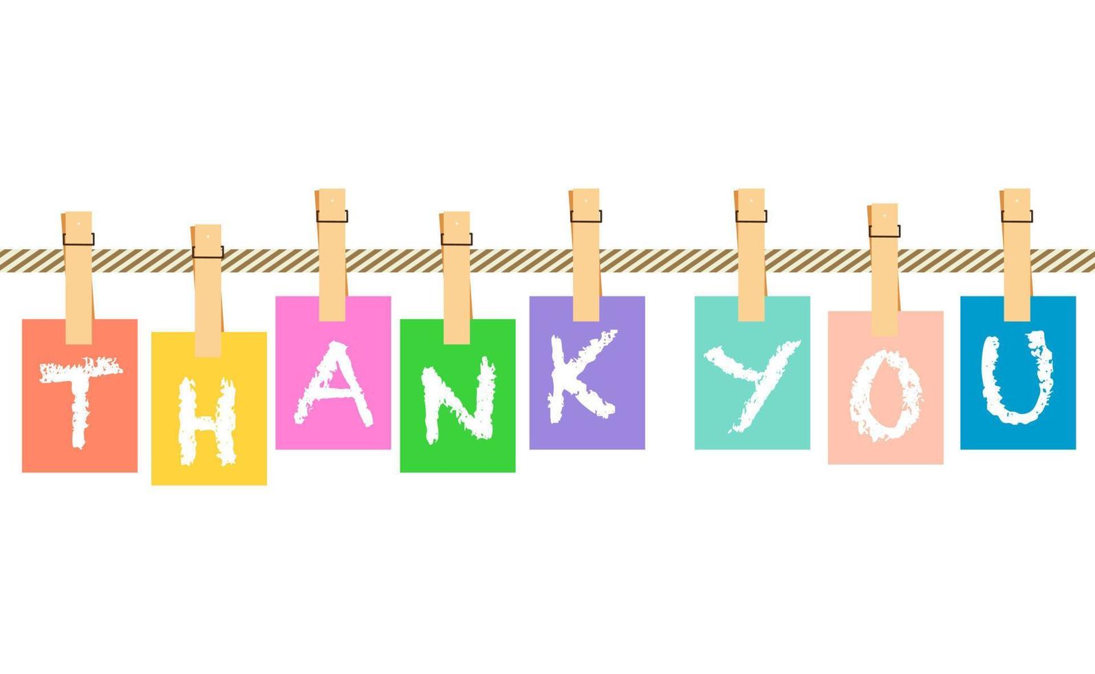 Colorful  thank you text on the rope. vector