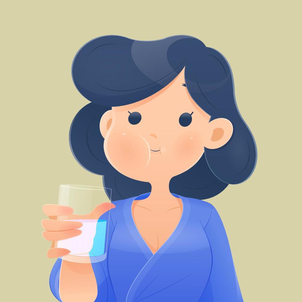 Illustration of a woman gargling. vector