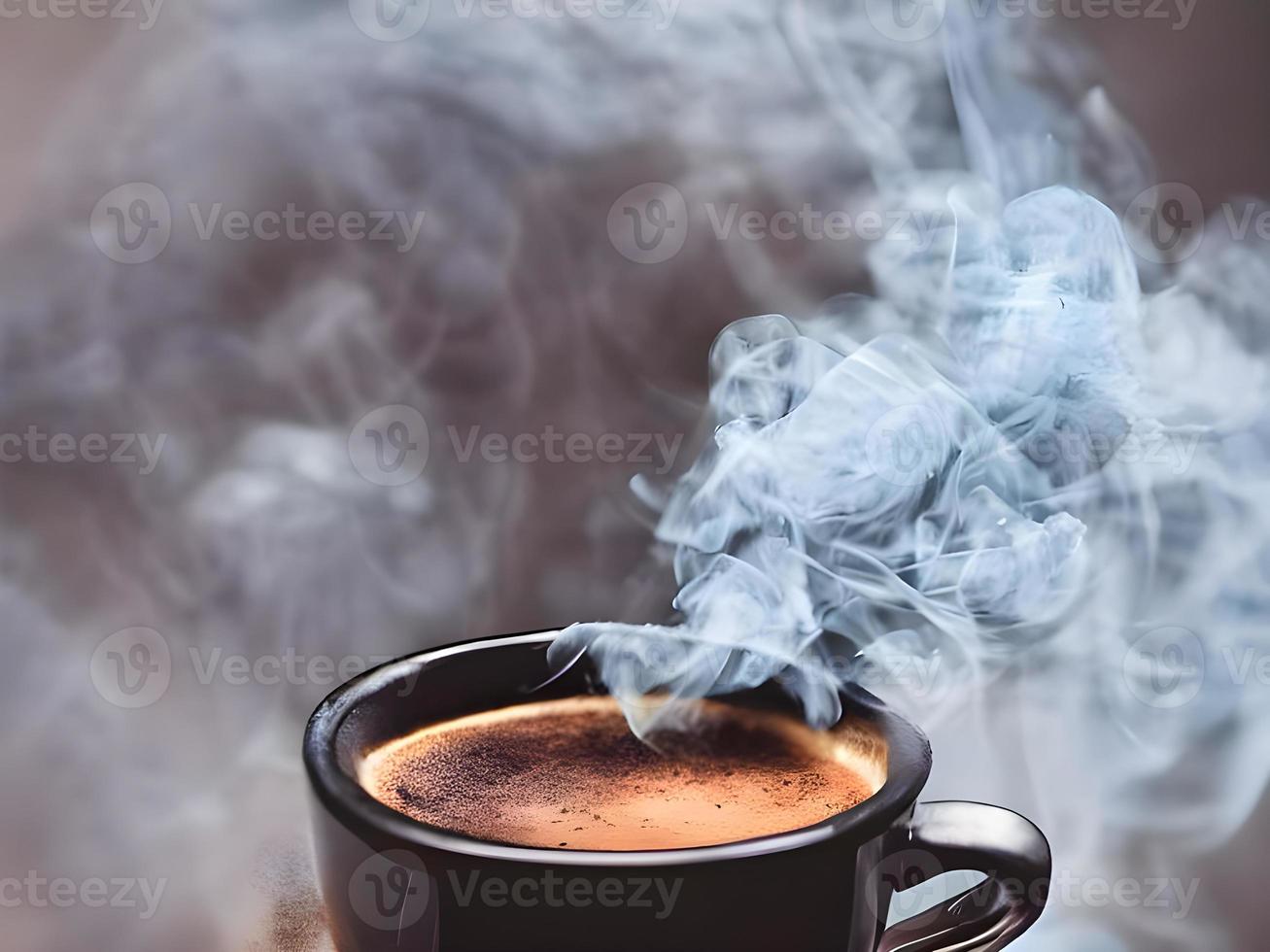 cup of coffee with steam coming out of it. Generative AI. photo
