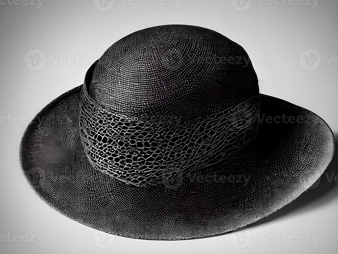 black hat on a white background. Generative AI. photo