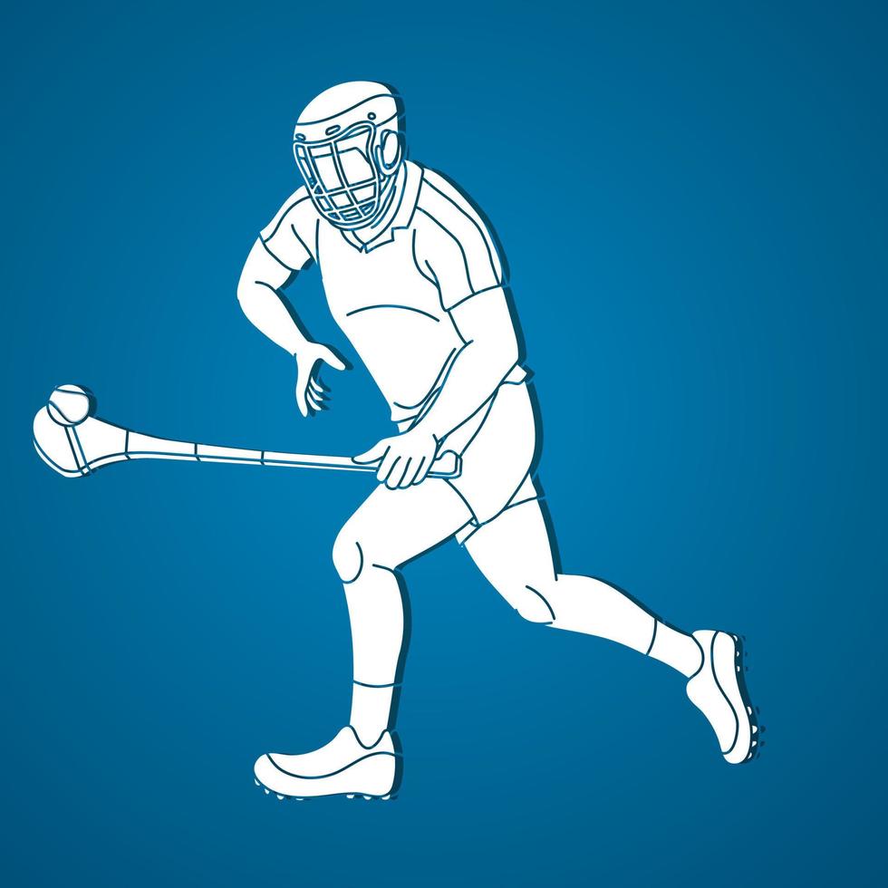 Hurling Sport Player Action Cartoon vector