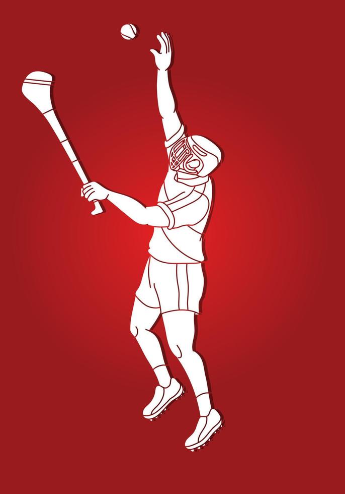 Hurling Sport Player jumping Action vector