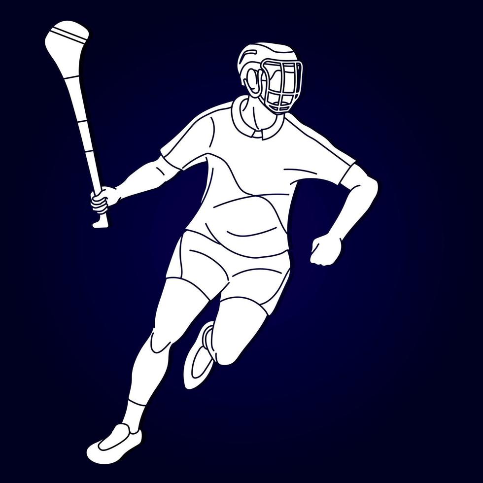 silueta hurling deporte jugador acción vector