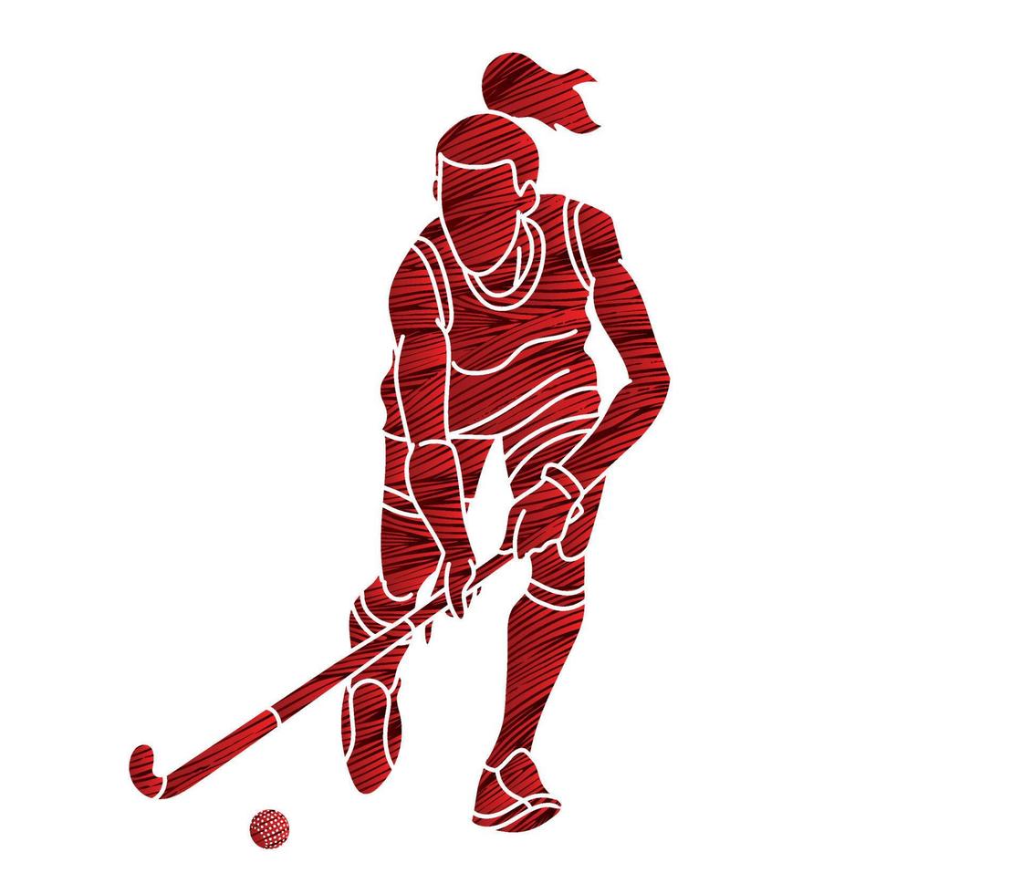 silueta jugador de hockey sobre hierba deporte femenino vector