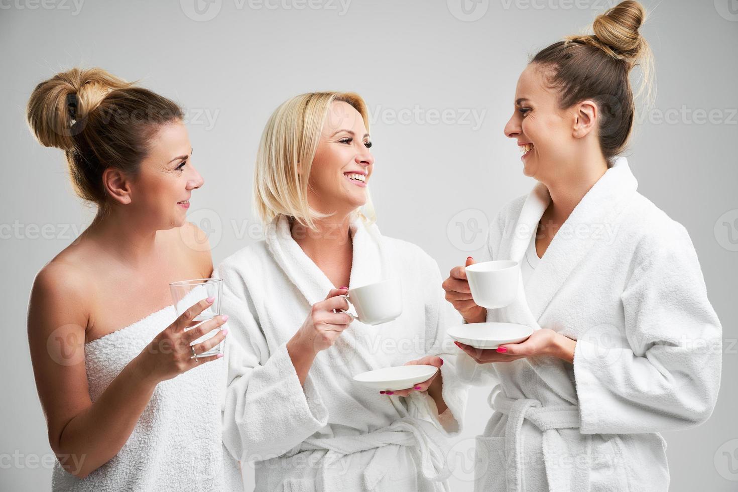 Picture showing group of happy friends in spa photo