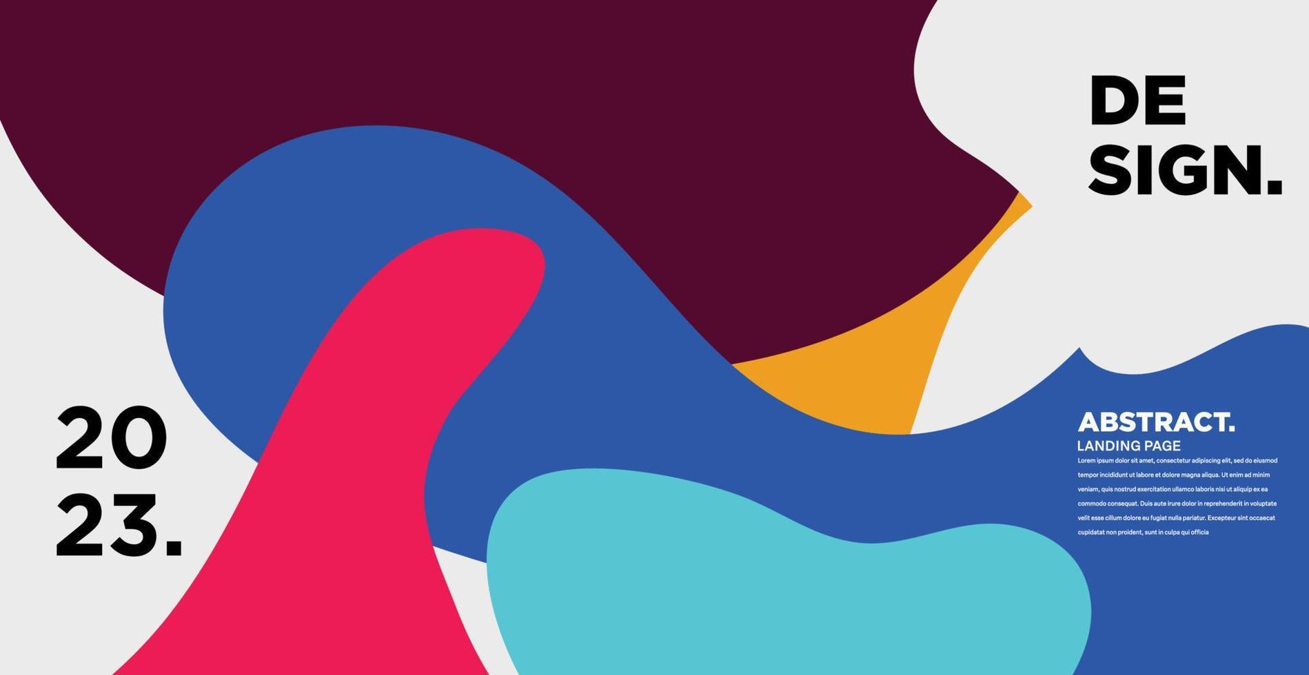 Vector colorful abstract fluid and geometric background for 2023 new year
