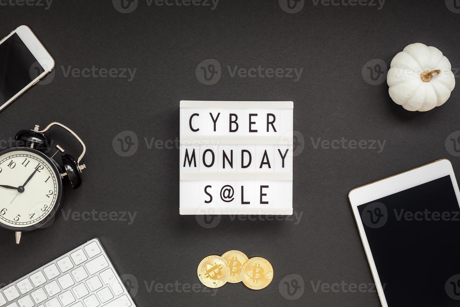 Cyber Monday sale text on white lightbox photo