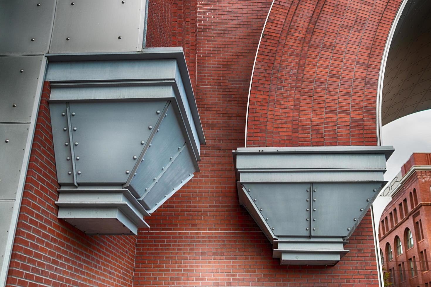 Abstract modern brick building corner photo