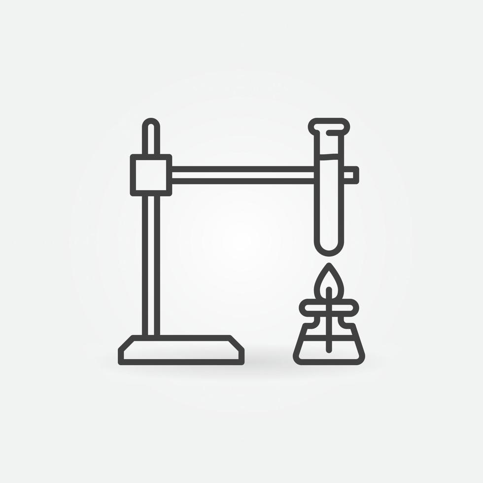 Test Tube on Spirit Lamp Fire vector outline icon or sign