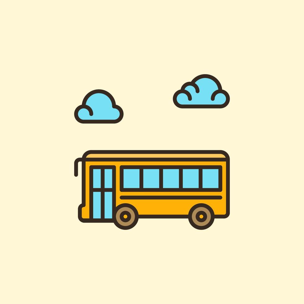 concepto de vector de autobús escolar amarillo icono de color simple